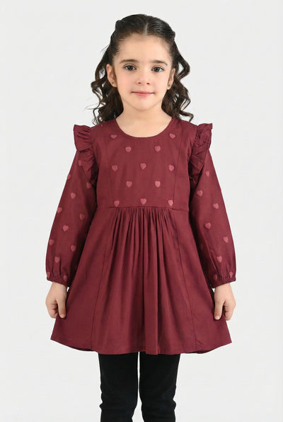 Girls Cotton Top (Puffy) - Maroon