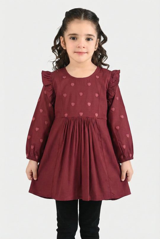 Girls Cotton Top (Puffy) - Maroon