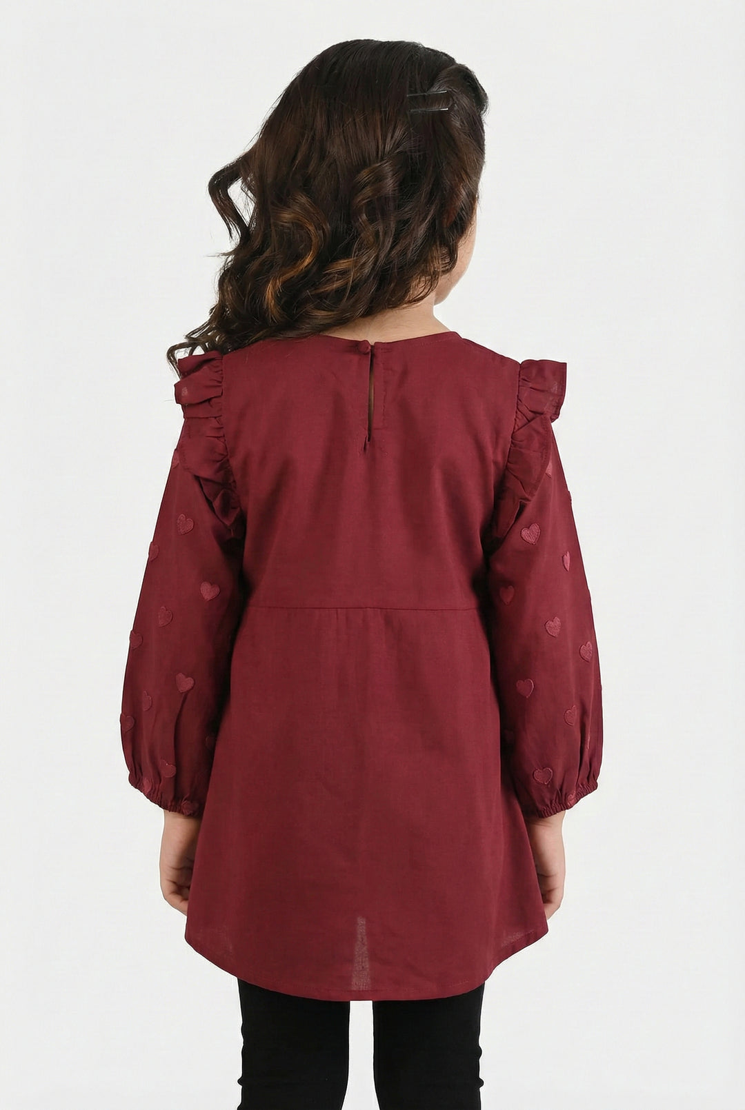 Girls Cotton Top (Puffy) - Maroon