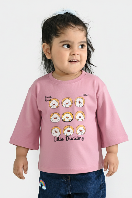 Infant Girls Jersey/Terry T-Shirt F/S Little Duckling-Pink