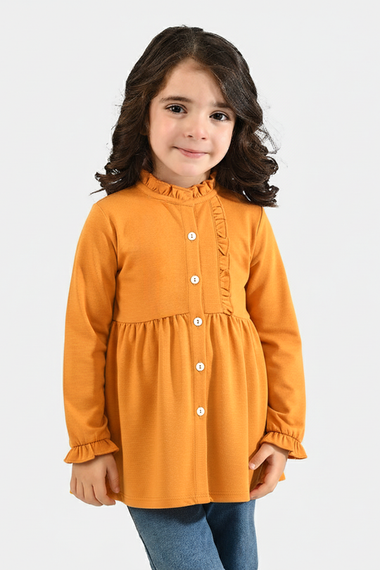 Girls Poly Jersey Casual Top - Yellow