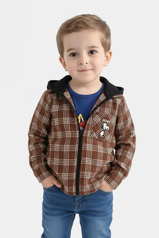 Infant Boys Flannel Shirt-Brown Check