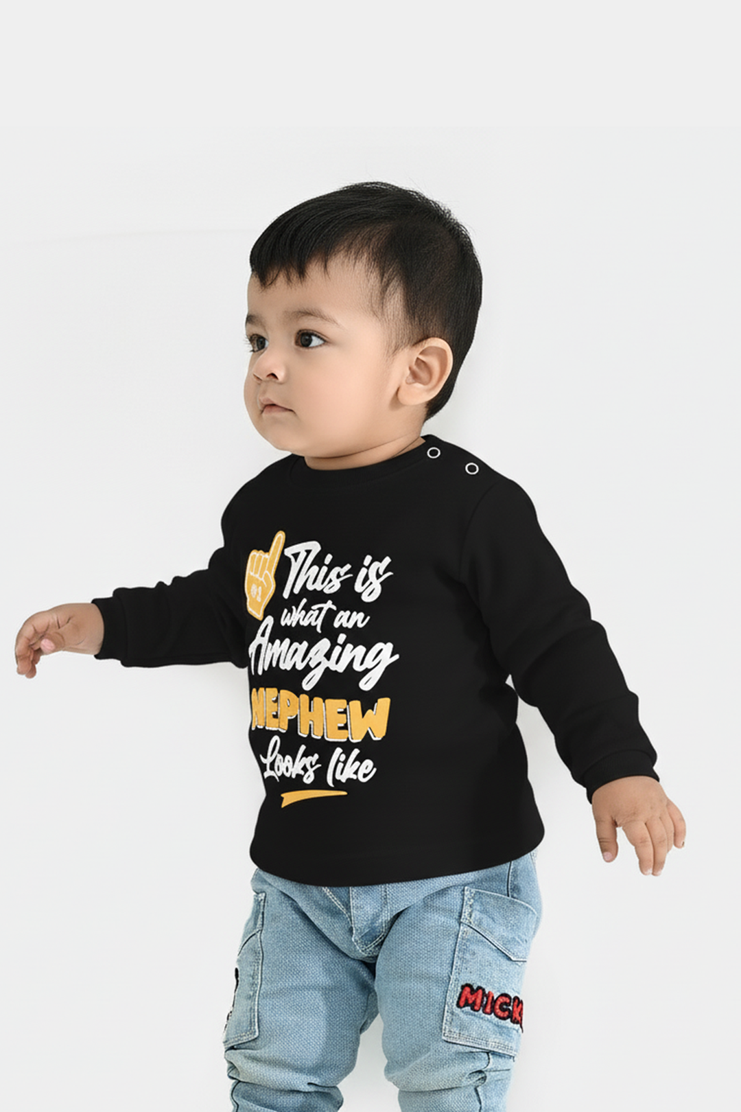 Infant Boys Jersey/Terry T-Shirt Amazing Nephew-BLACK