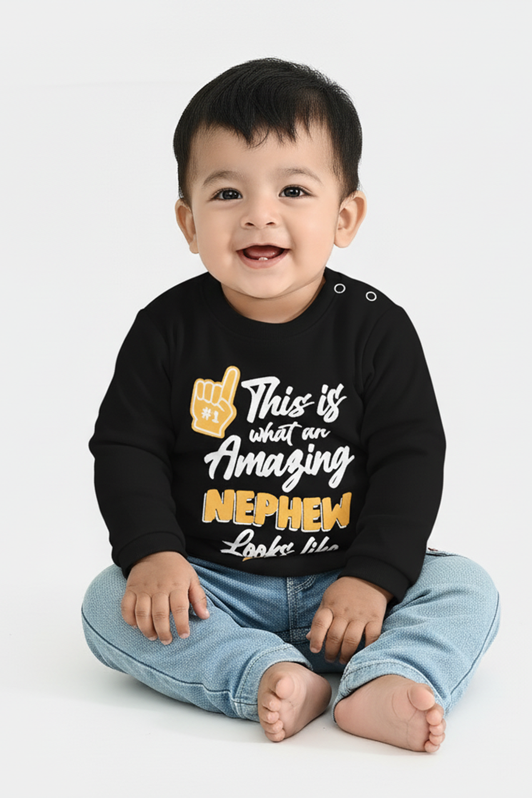 Infant Boys Jersey/Terry T-Shirt Amazing Nephew-BLACK