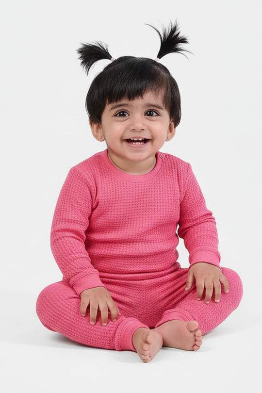 Infant Unisex Thermal Inner Wear Suit-Hot Pink