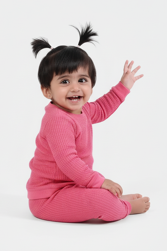 Infant Unisex Thermal Inner Wear Suit-Hot Pink