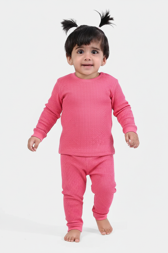 Infant Unisex Thermal Inner Wear Suit-Hot Pink