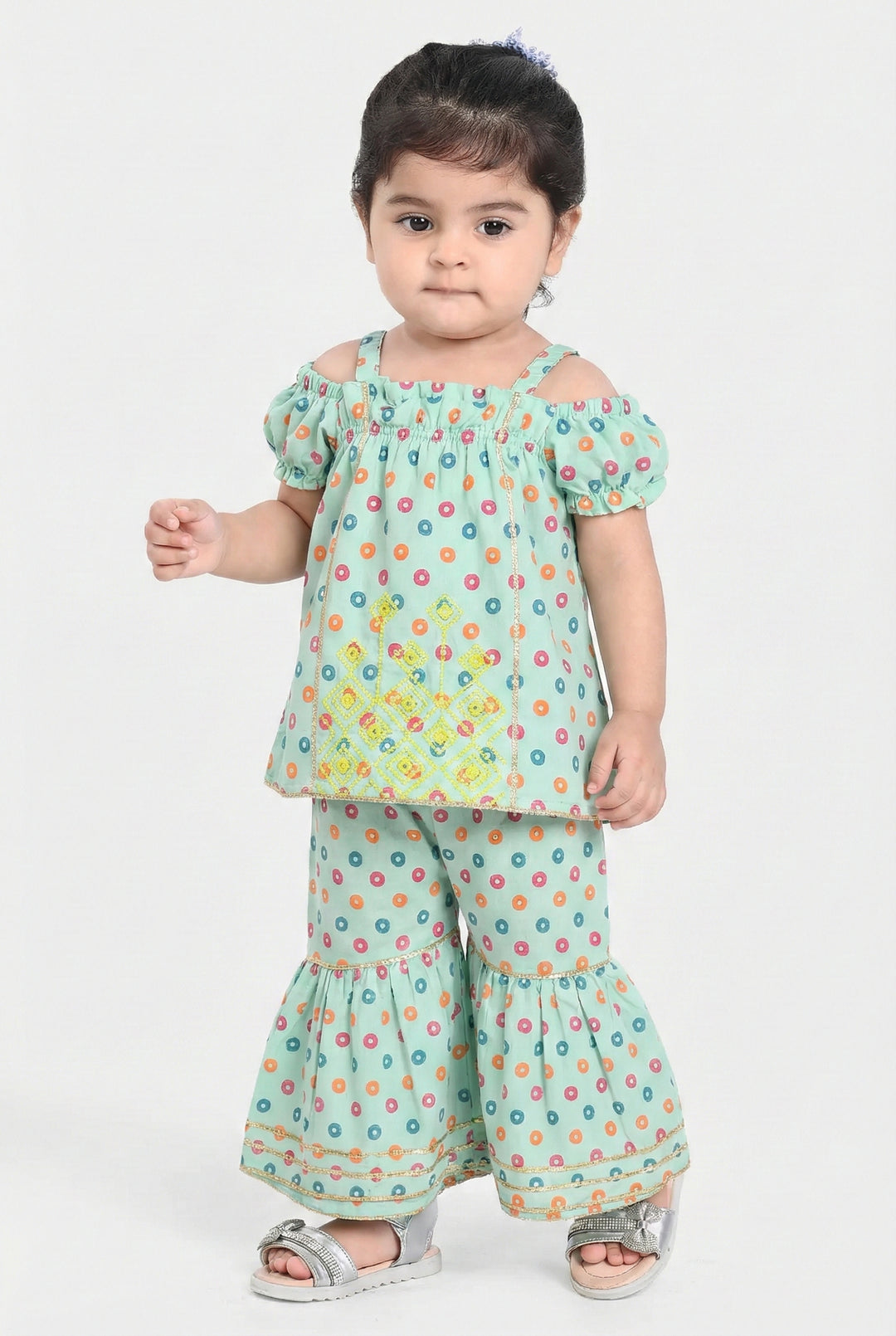 Infant Girls Raw Silk 2Pcs - Mint Green