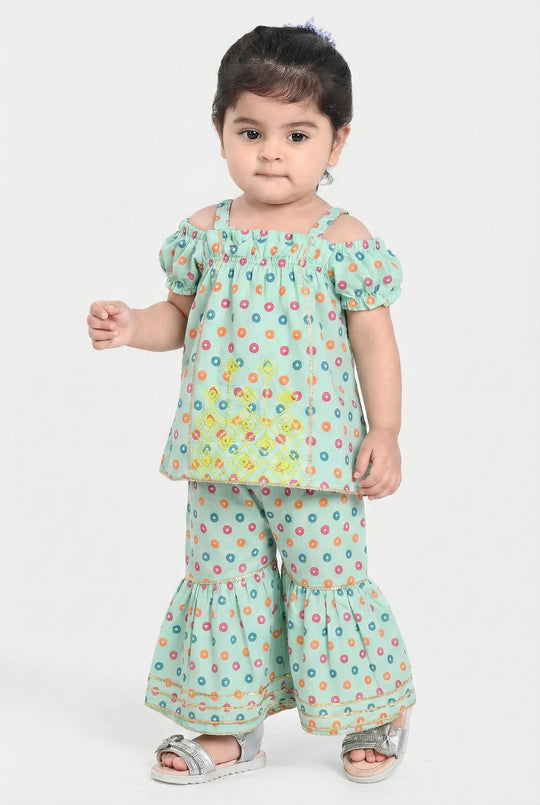 Infant Girls Raw Silk 2Pcs - Mint Green