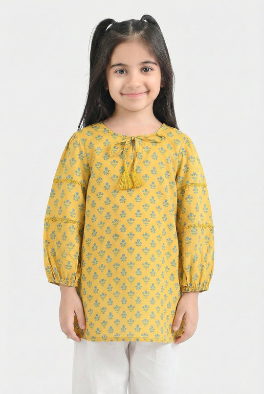 Girls Poly Lawn casual Top Sunshine-Yellow