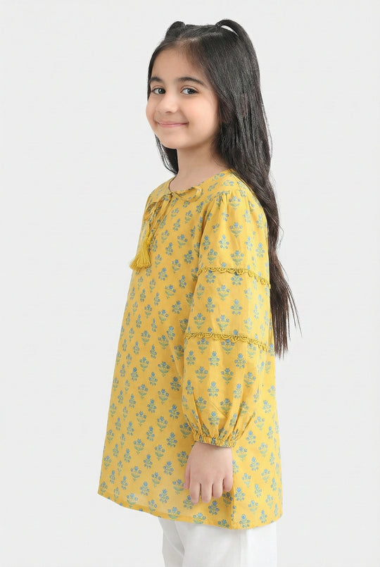 Girls Poly Lawn casual Top Sunshine-Yellow