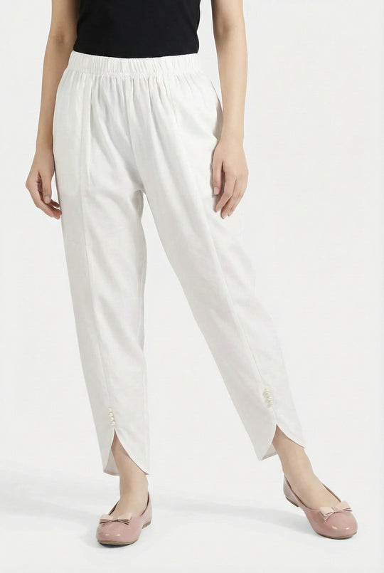 Girls Cotton Tulip Pant-White