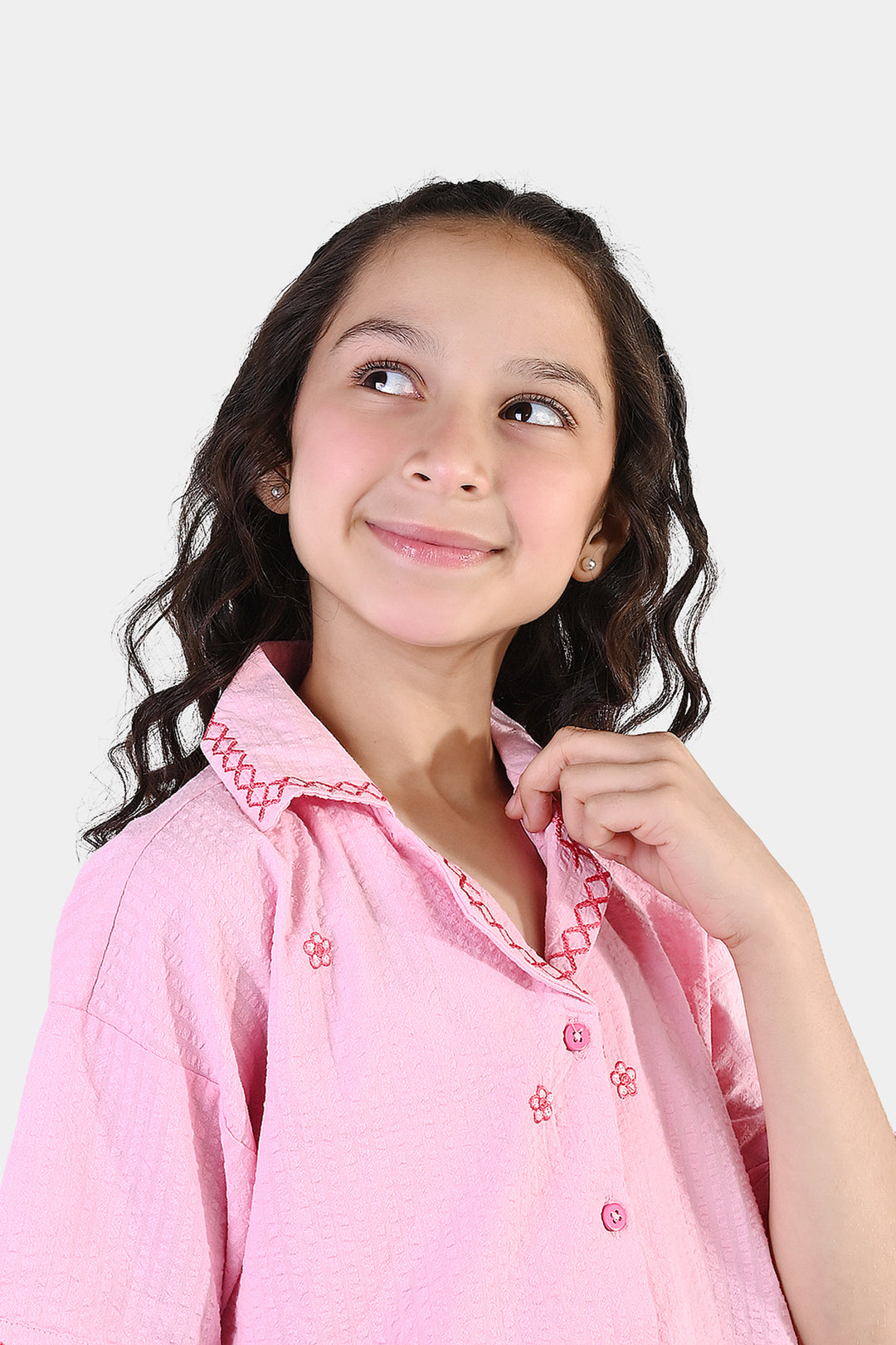 Girls Cotton Embroidered Top (Candy) - Pink