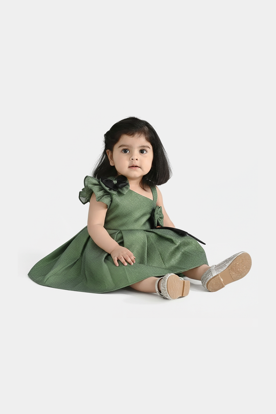 Infant Girls Organza Fancy Frock - Green