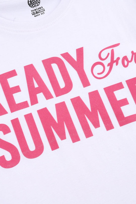 Girls Jersey/Terry T-Shirt (Ready For Summer) - White