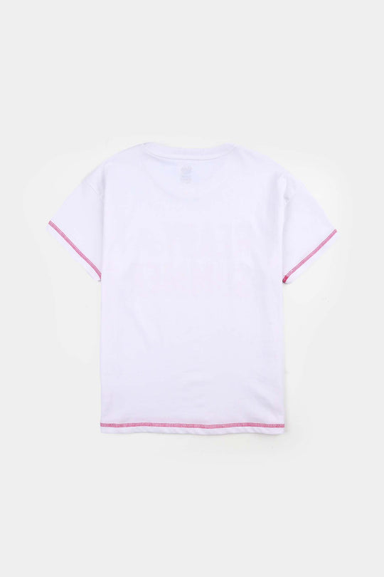 Girls Jersey/Terry T-Shirt (Ready For Summer) - White