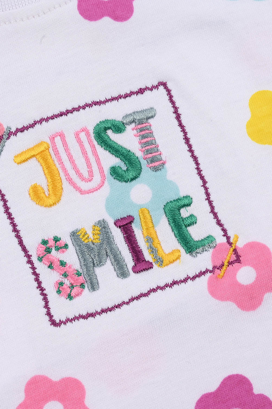 Infant Girls Jersey/Terry T-Shirt (Just Smile) - White