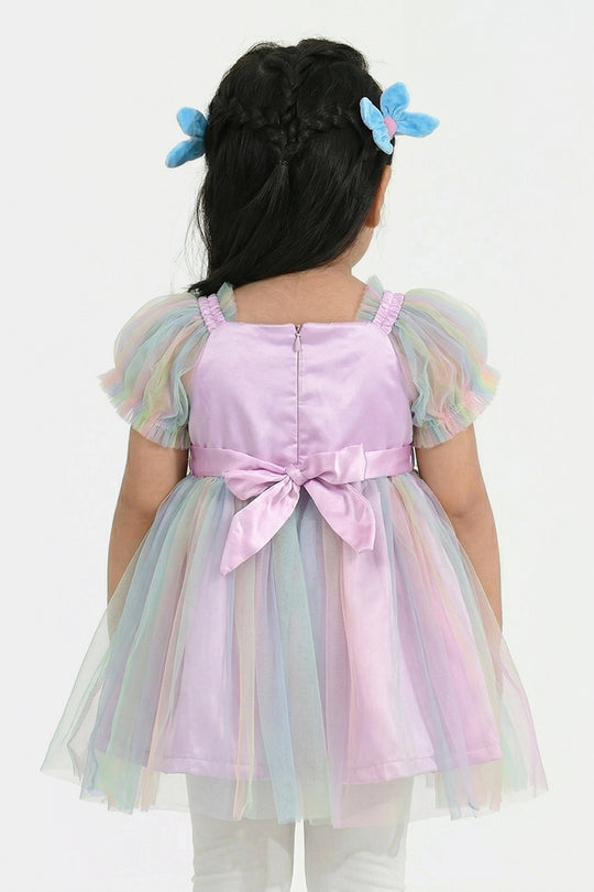 Infant Girls Net Fancy Frock (Magic Charm) - Multi