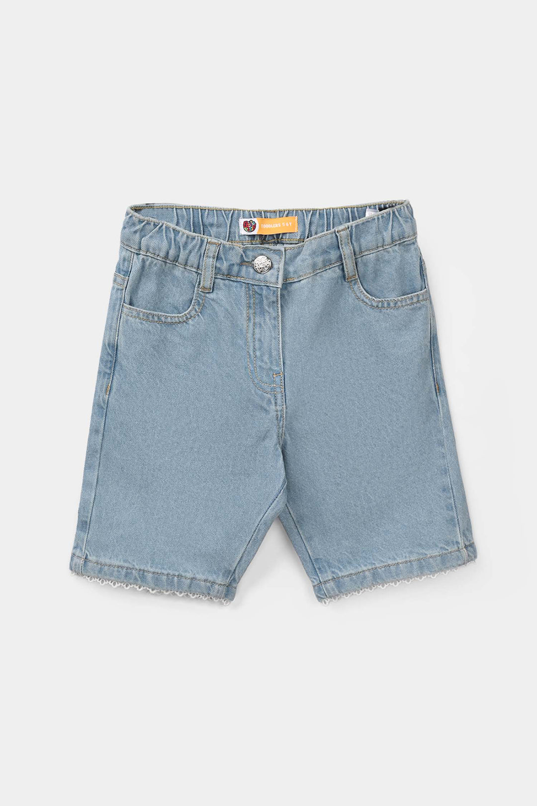 Girls Denim Rigid Shorts Lece - Light Blue