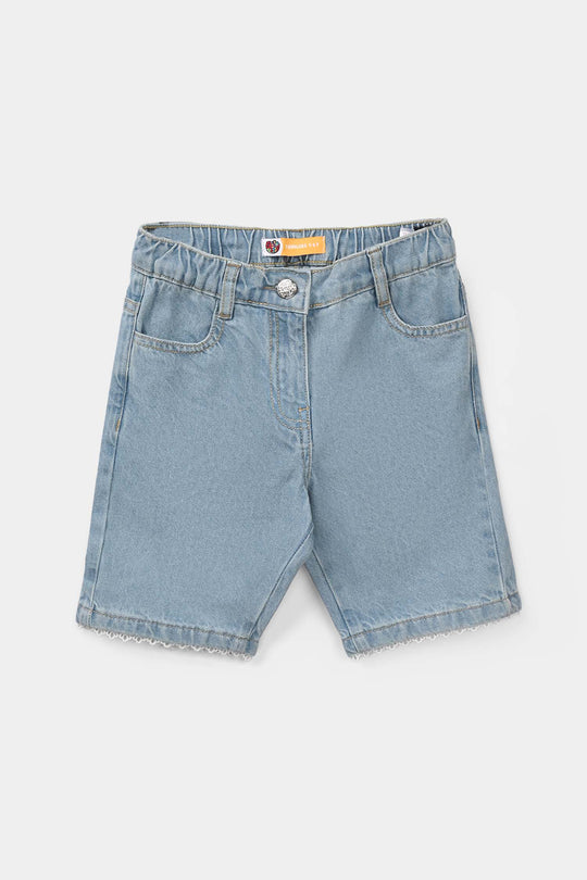Girls Denim Rigid Shorts Lece - Light Blue