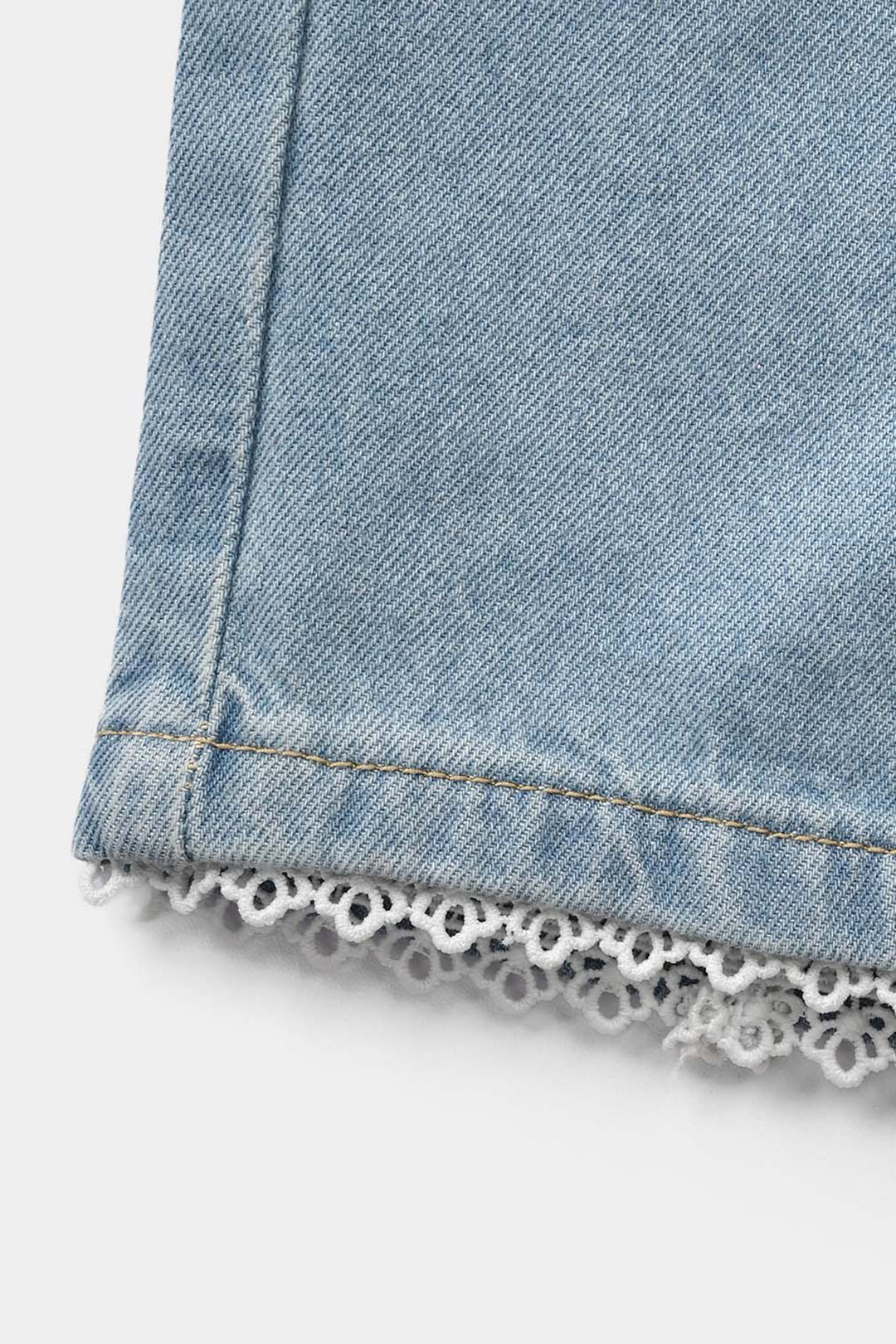 Girls Denim Rigid Shorts Lece - Light Blue