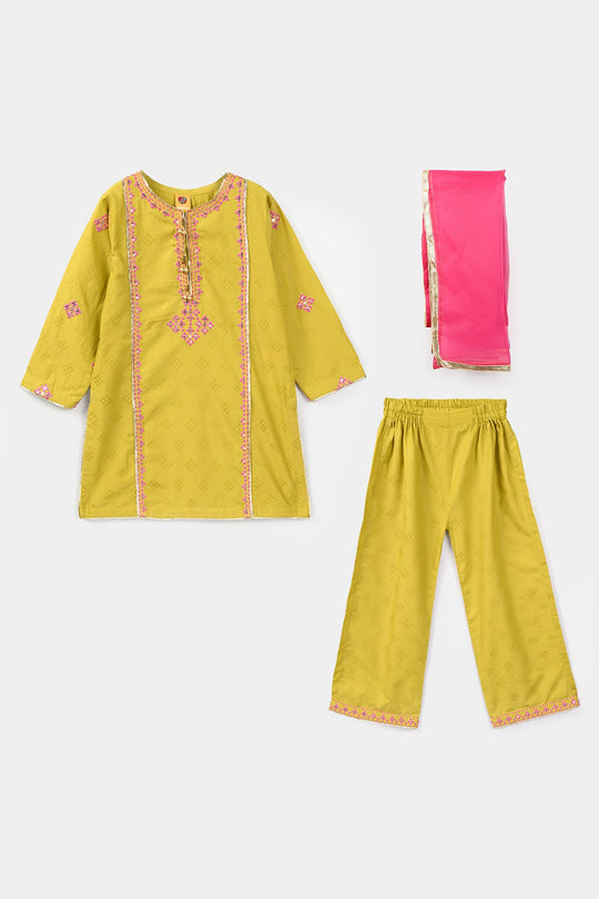 Girls Jacquard 3Pcs (Ishq) - Green