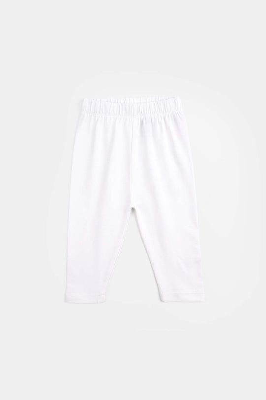 Infant Girls Jersey/Terry Basic Tights - White