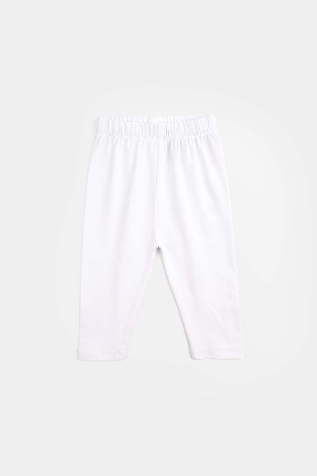 Infant Girls Jersey/Terry Basic Tights - White