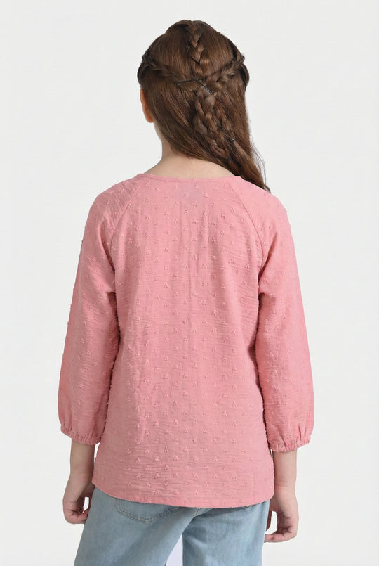 Girls Cotton Casual Top Brochia – Pink