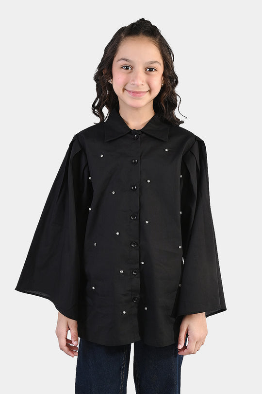 Girls Cotton Top (Diamond) - Black
