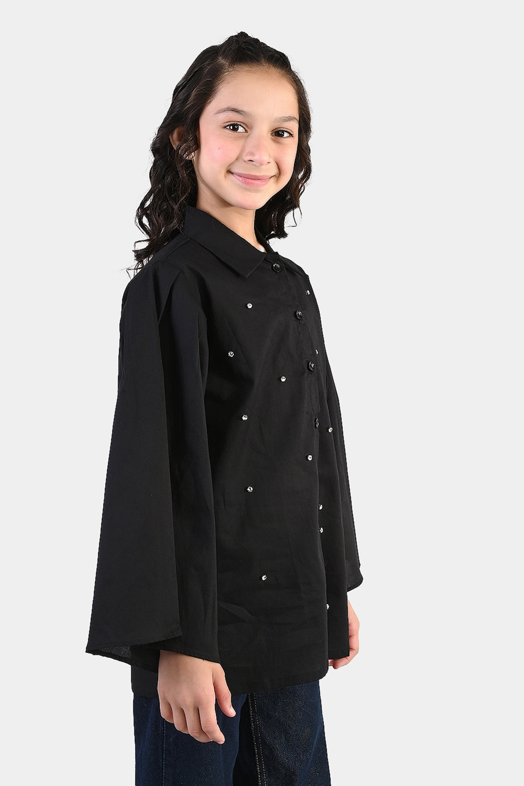 Girls Cotton Top (Diamond) - Black