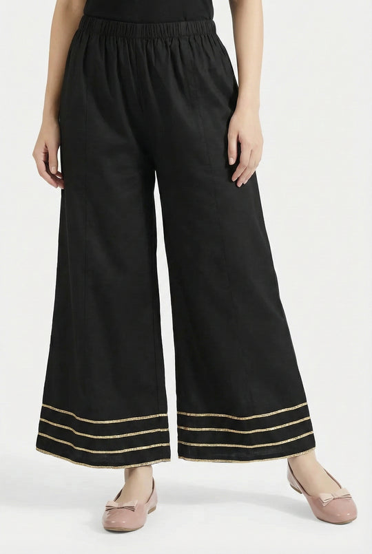 Girls Cotton Dhaka Pants (Gota Patti) – Black