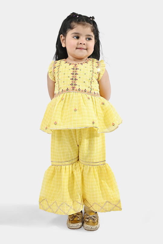 Infant Girls Cotton 2Pc Set (Summer Lime) - Yellow