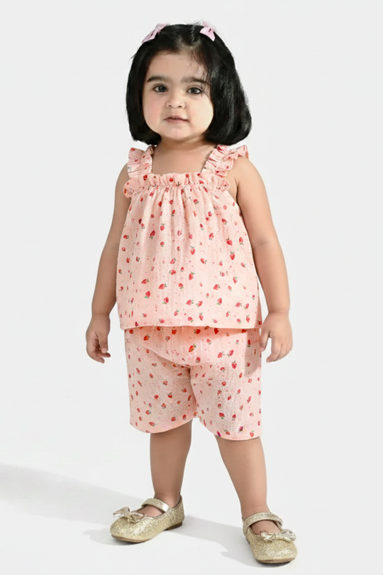 Infant Girls Poly Crinkle 2Pc Suit - Cream