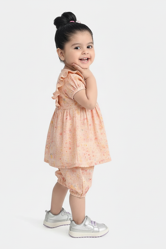 Infant Girls Poly Crinkle 2 Pc Suit - Multi