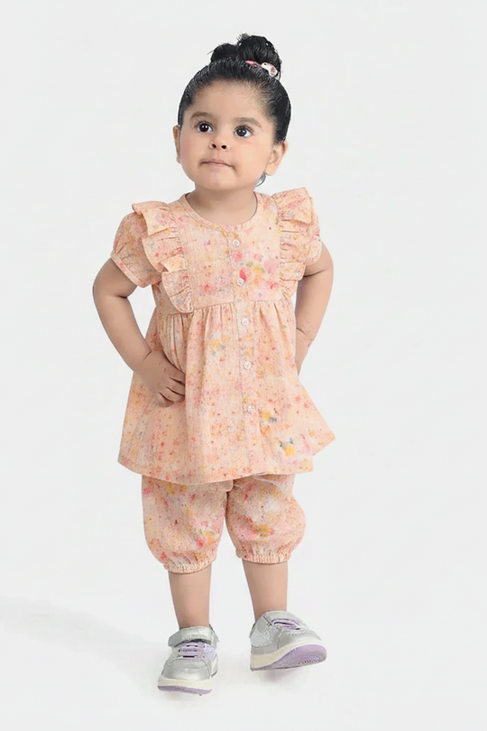 Infant Girls Poly Crinkle 2 Pc Suit - Multi