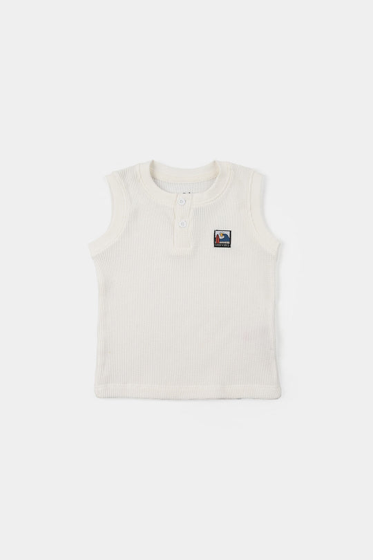 Infant Boys Thermal Sando Good Vibe - Off White