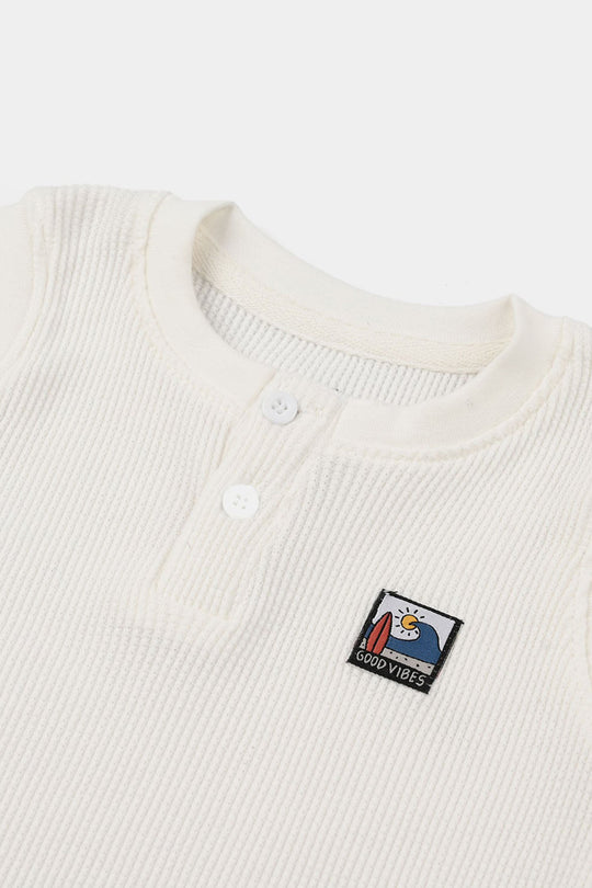 Infant Boys Thermal Sando Good Vibe - Off White