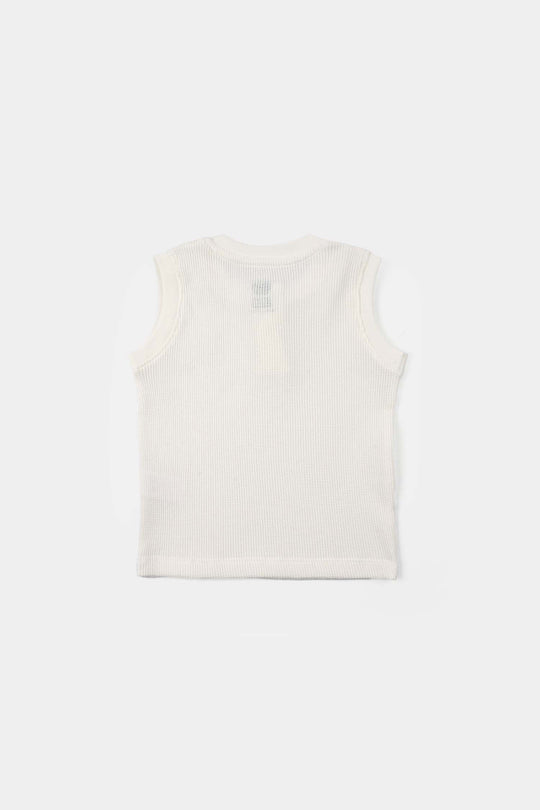 Infant Boys Thermal Sando Good Vibe - Off White