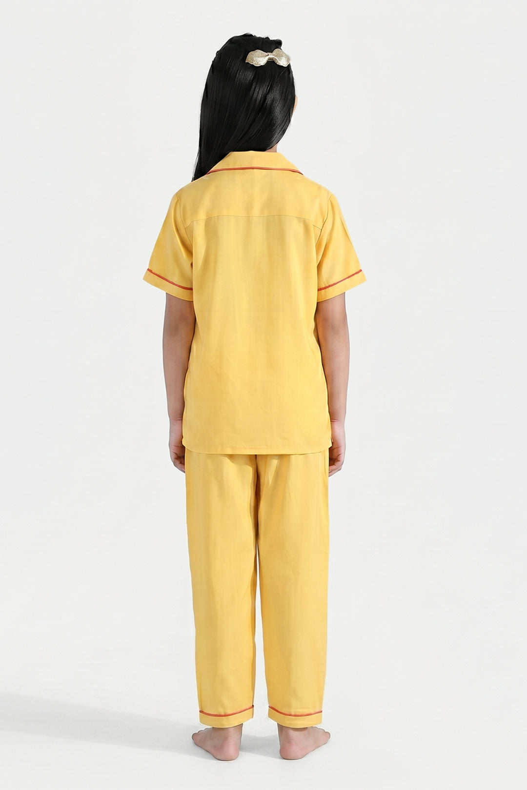 Girls Viscose Night Suit - Yellow