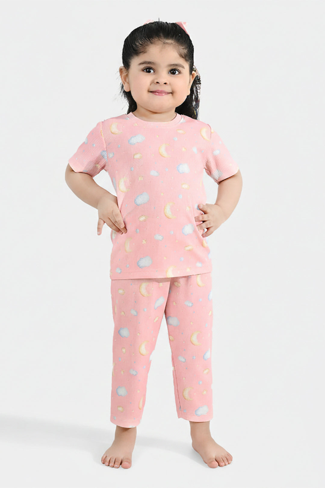 Infant Girls Jersey/Terry Printed Night Suit - Pink