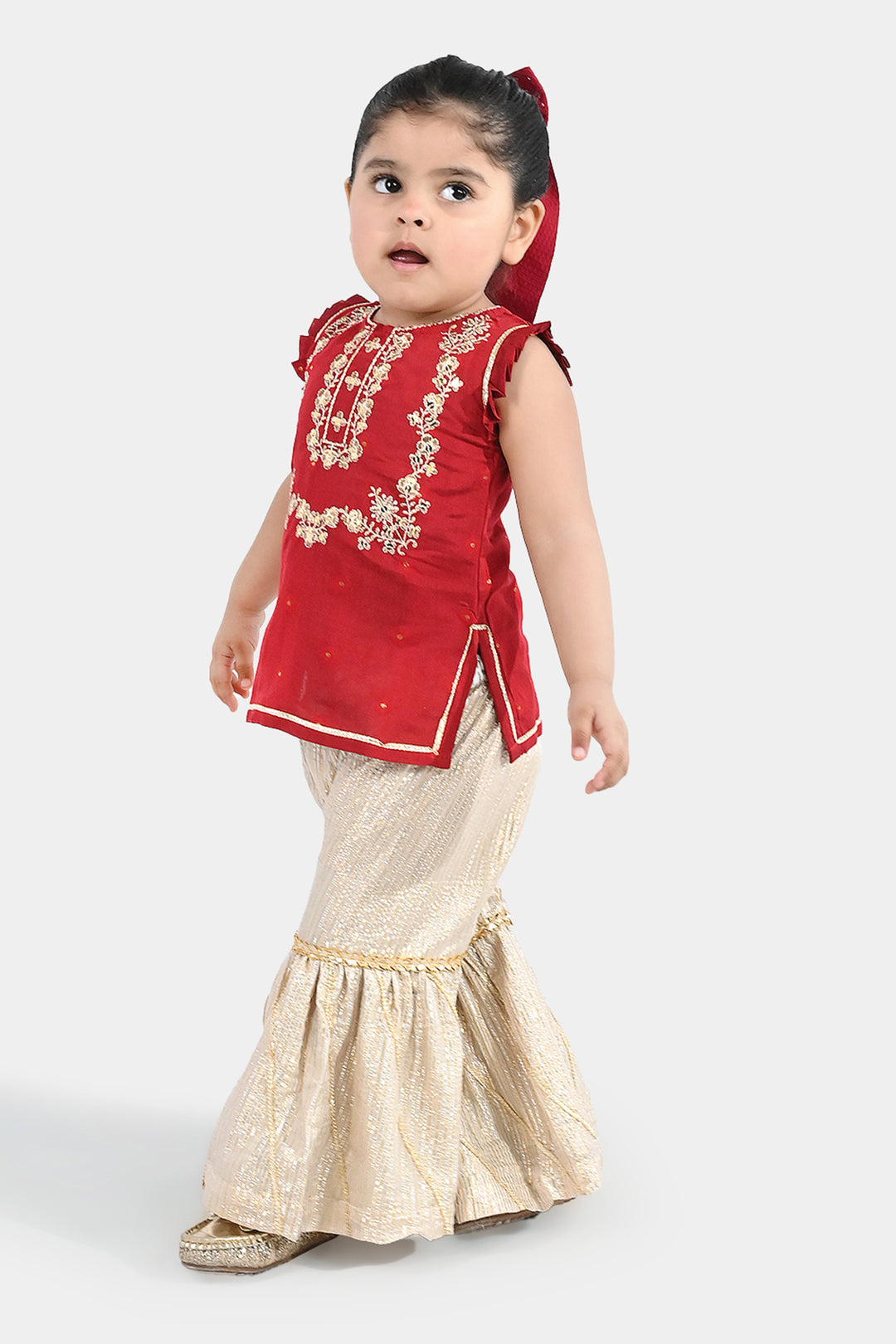 Infant Girls Jacquard 2-Piece Suit (Khumaar) - Red