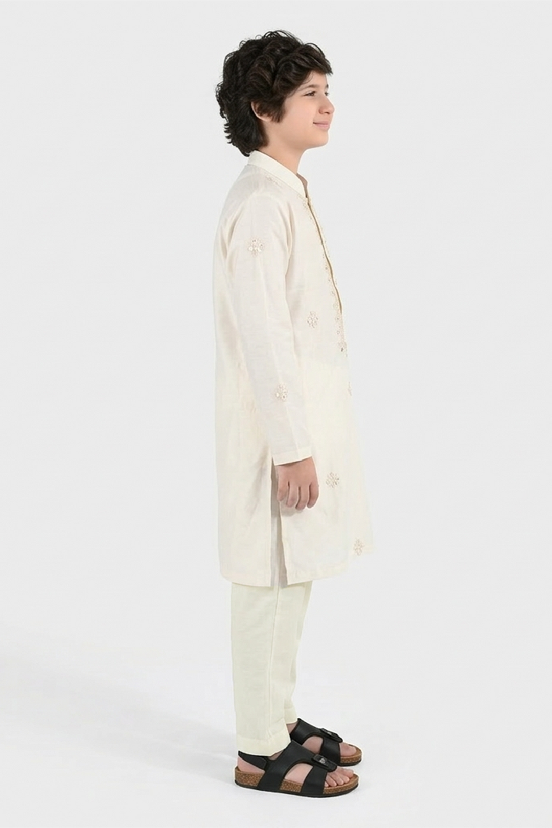 Boys Poly Viscose Kurta Pajama (Jagmag) - Cream