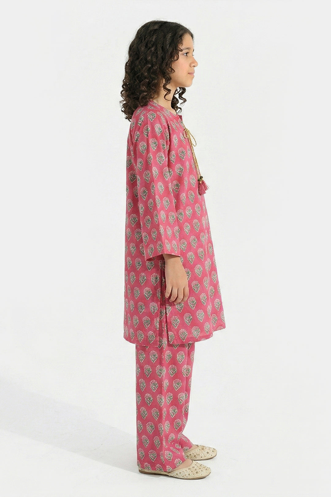 Teens Girls Jacquard Printed 2Pcs Desi Plum-Purple