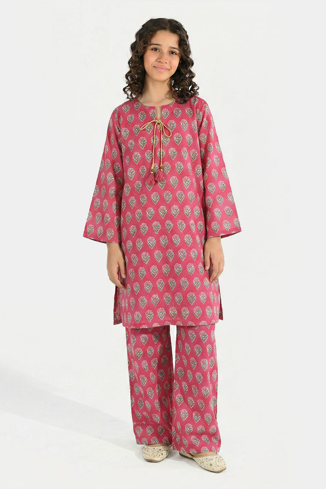 Teens Girls Jacquard Printed 2Pcs Desi Plum-Purple