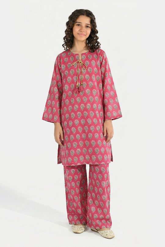 Teens Girls Jacquard Printed 2Pcs Desi Plum-Purple