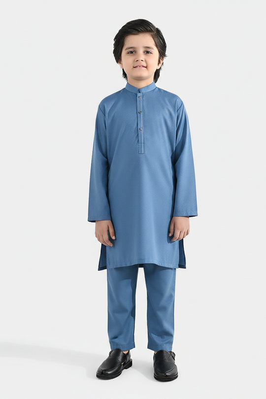 Boys Poly Viscos Kurta Pajama (Dobby) - Grey
