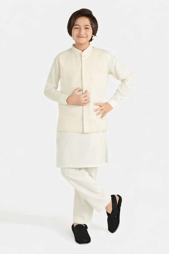 Boys Poly Viscose 3Piece Suit - Off White