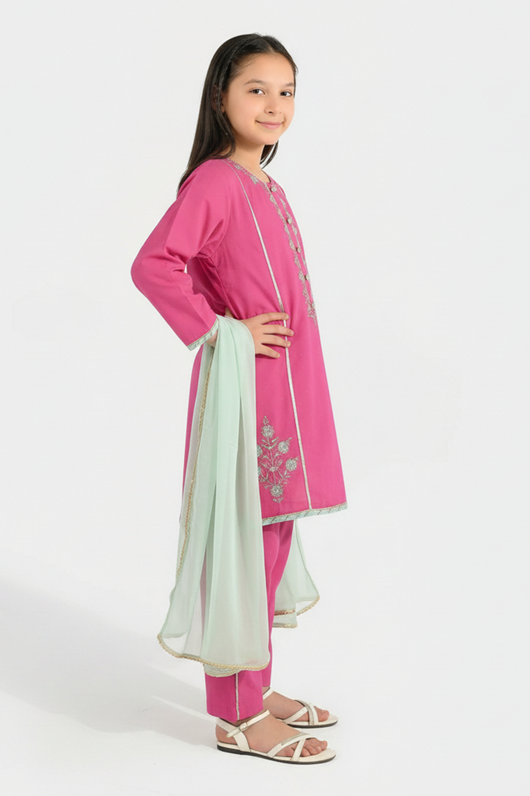 Teens Girls Jacquard 3Pcs Dil Naz - Shocking Pink