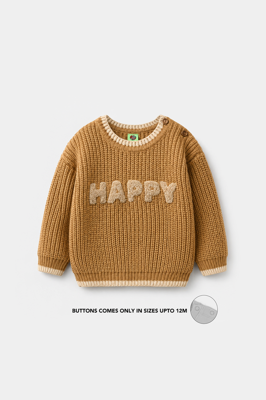 Infant Boys Acrylic Sweater - Happy - Mustard